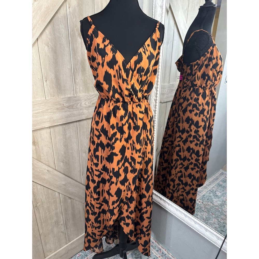 Leopard Print Maxi Dress – High-Low Wrap Style - XL